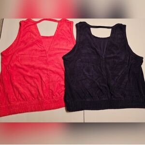 2 Lane Bryant Vibrant Hot Pink And Navy Tank Tops